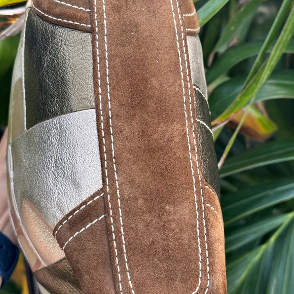 200. Vintage Coach Cream & Brown Leather Suede Shoulder Bag w/Signature C Design - Picture 7 of 12